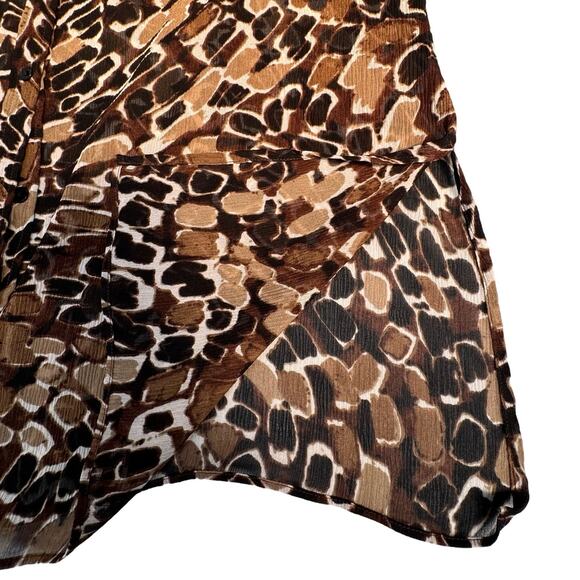 Chico's Silk Animal Print Sheer Tunic Shirt & Tank Boho Set Women XL Brown Black - Picture 8 of 14